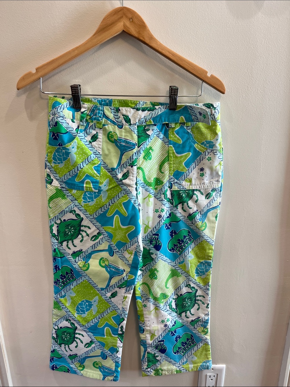 Bright Starboard Patch Lily Pulitzer Print Capris - Blue & Lime